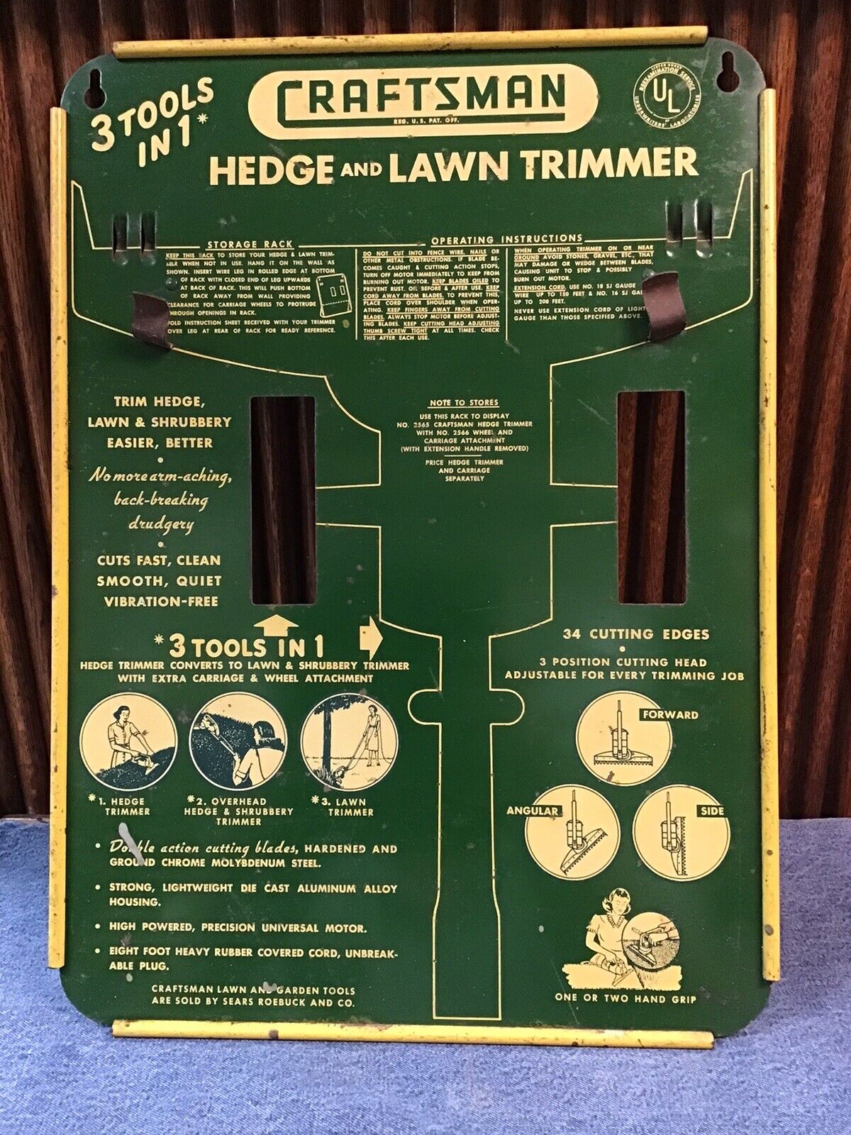 Vintage Craftsman Hedge And Lawn Trimmer Metal Sign/ In Store Display