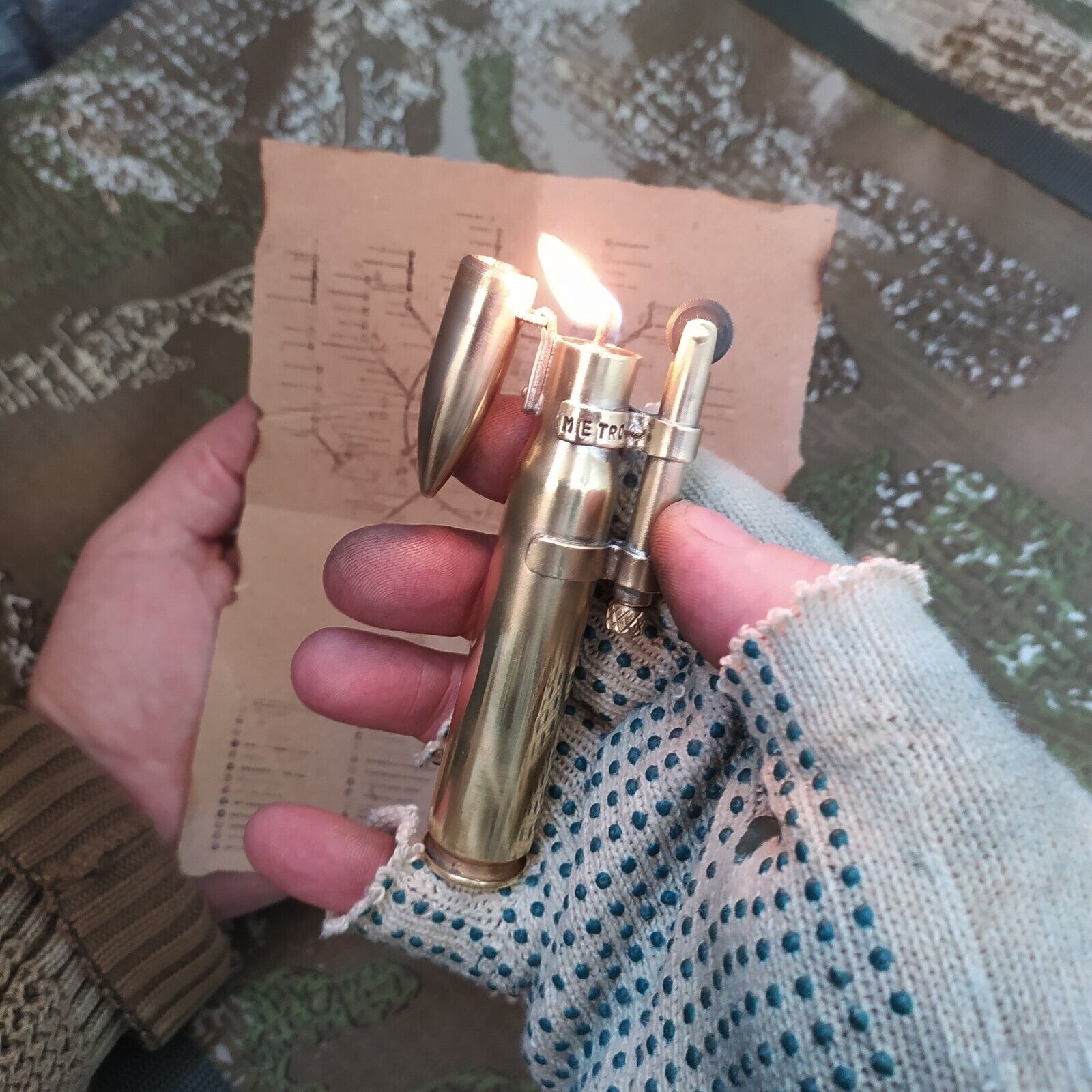 Metro 2033 stalker Vintage Petrol Lighter Handmade  Bullet 50.BMG war in Ukraine