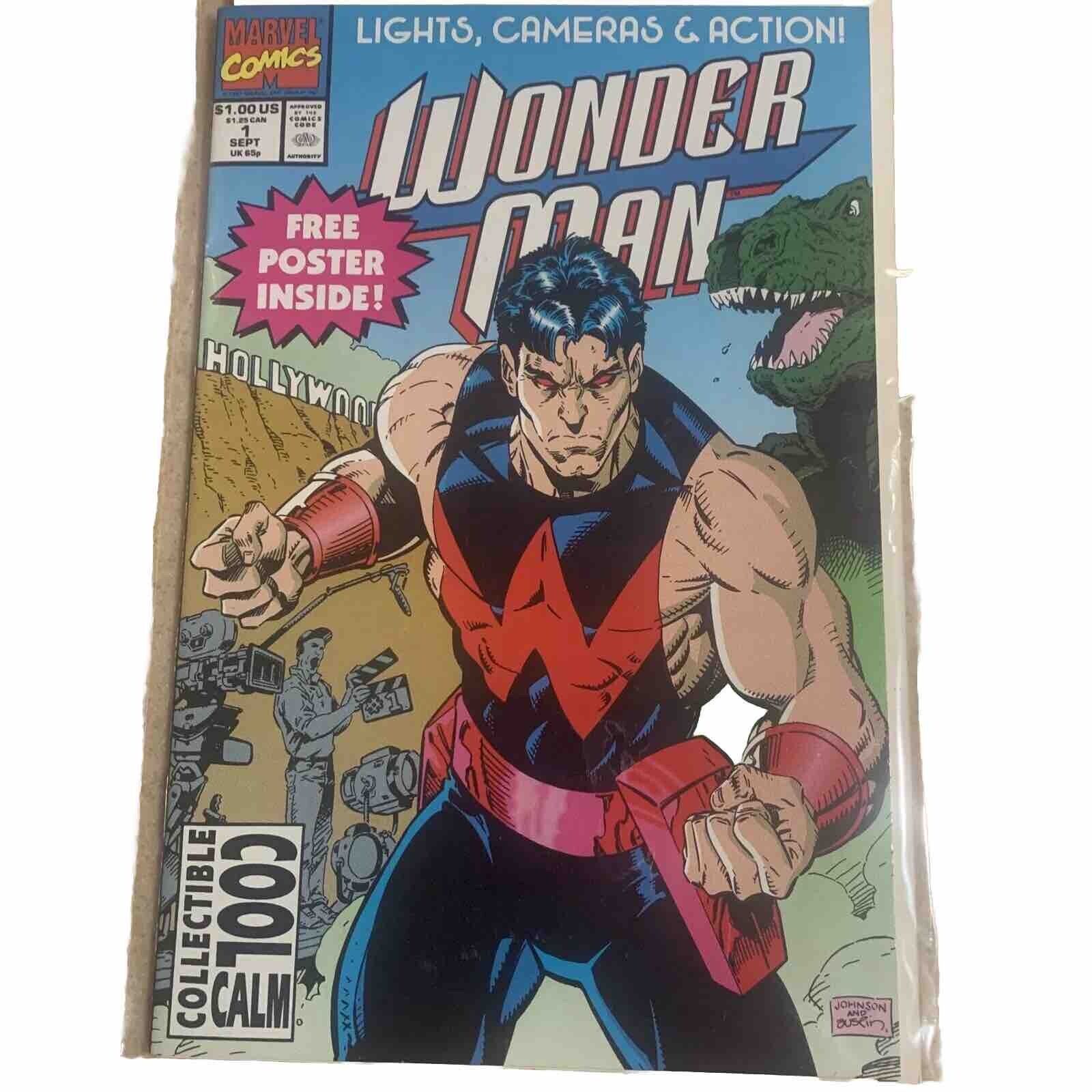 WONDER MAN Vol 1 No 1 Sept. 1991 with Poster Never Read Marvel Comic Near Mint