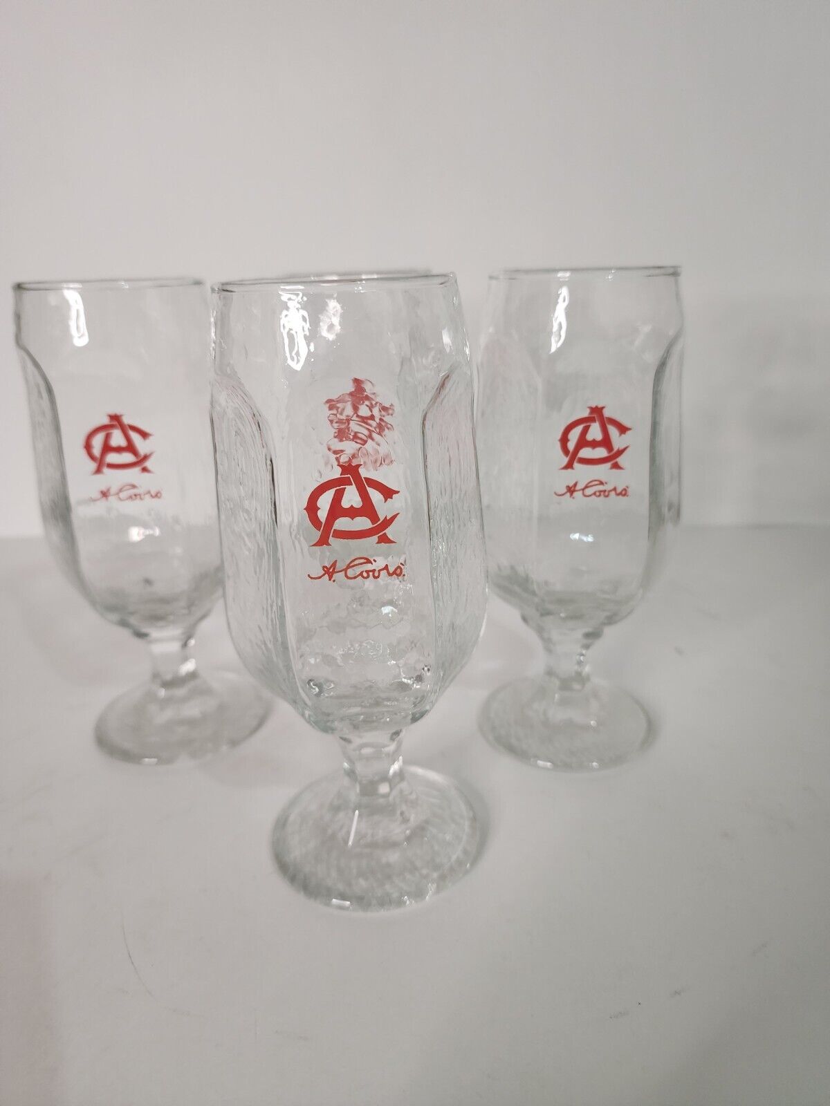 Vintage Adolph Coors Pedestal Textured Beer Glasses 12 Ounce