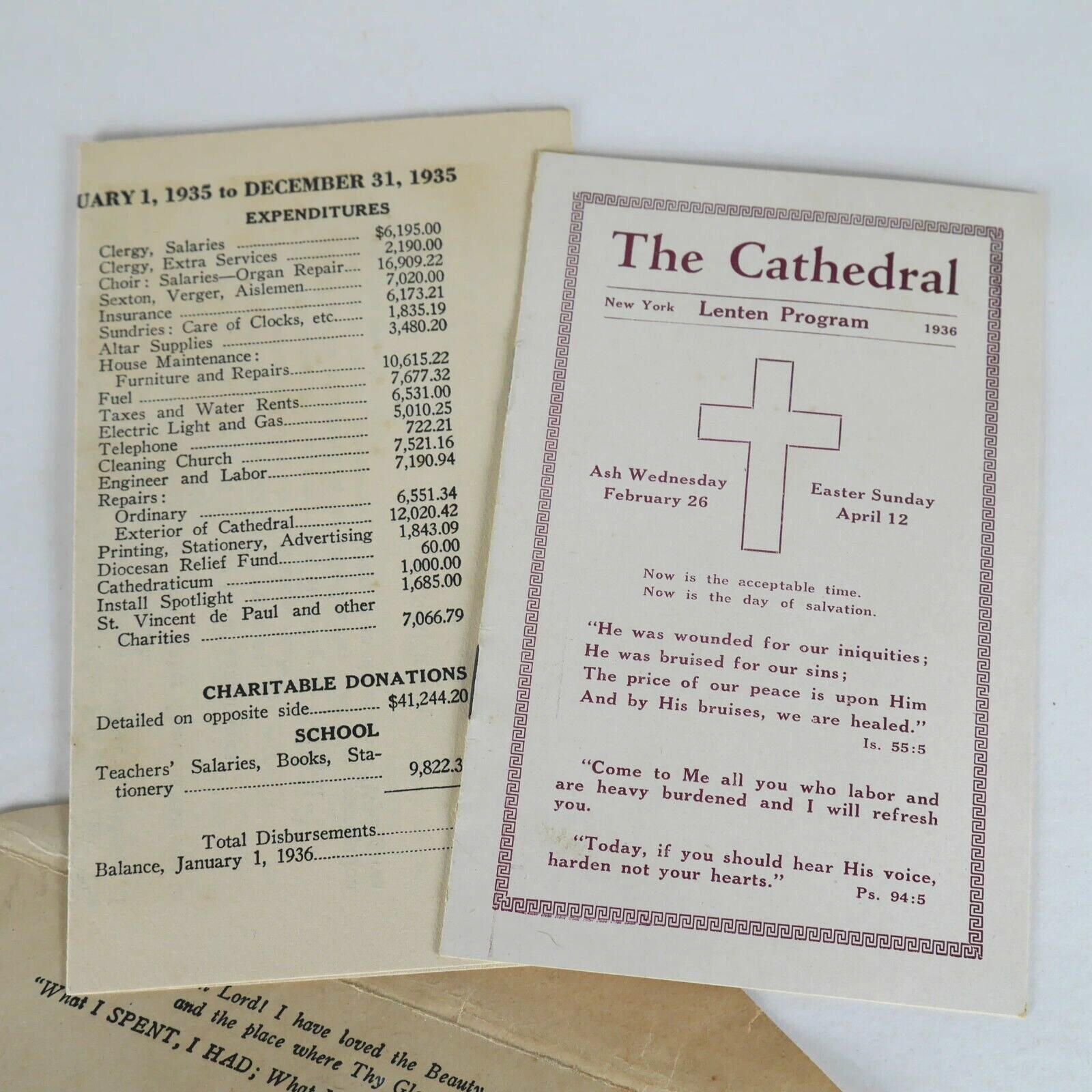 1936 St. Patrick Cathedral LENTEN PROGRAM Manhattan NYC Easter Mass Lent Madison