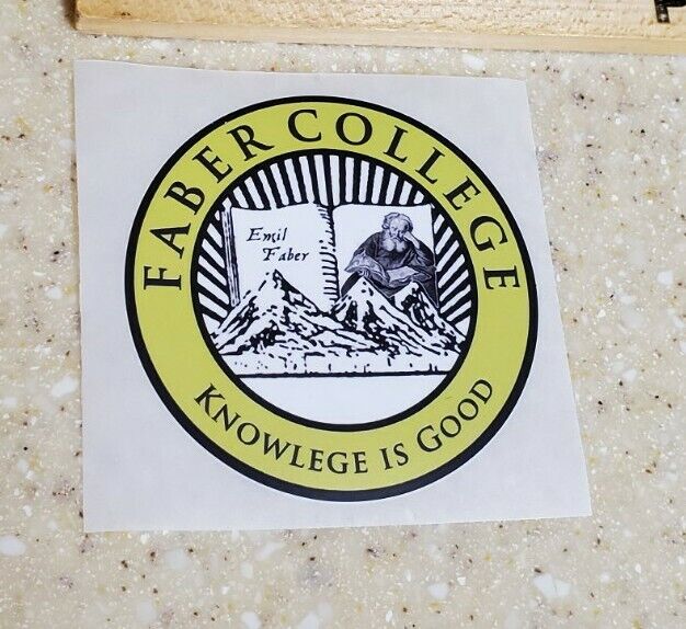 FABER COLLEGE 3 inch Round Sticker ANIMAL HOUSE funny Decal Man Cave Decor 