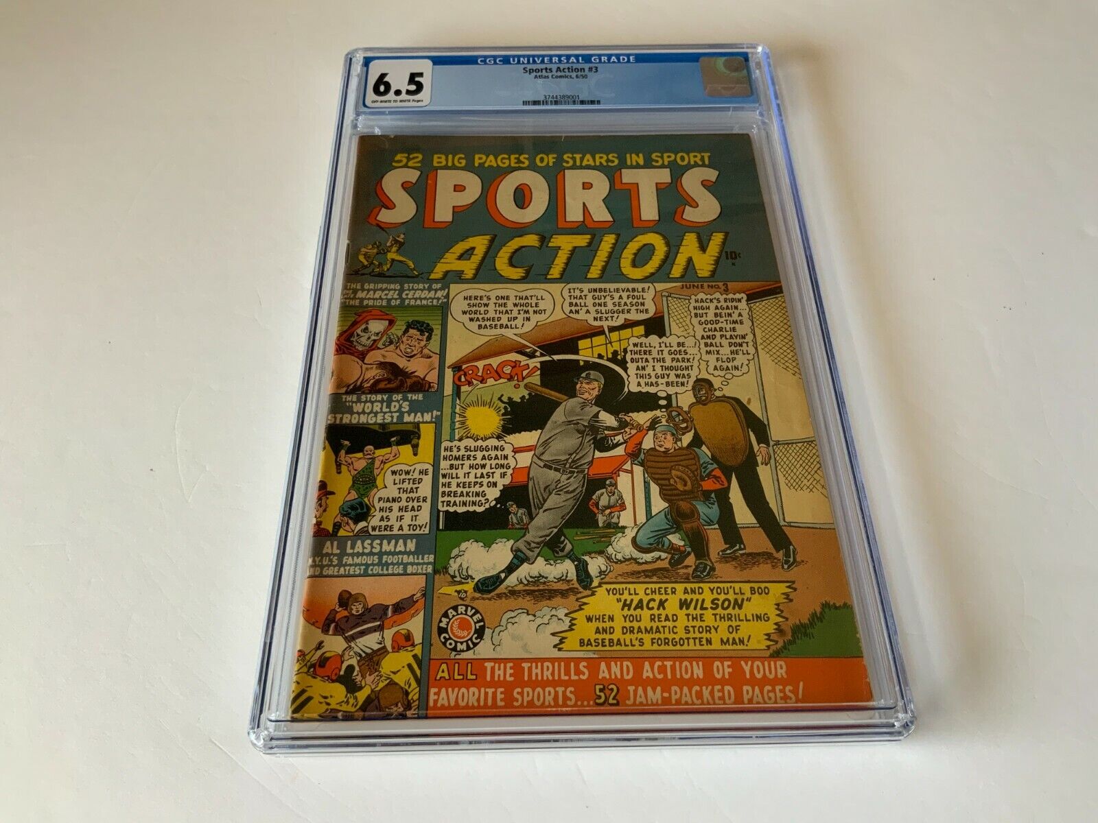 SPORTS ACTION 3 CGC 6.5 SKELETON COVER HACK WILSON BASEBALL ATLAS COMICS 1950