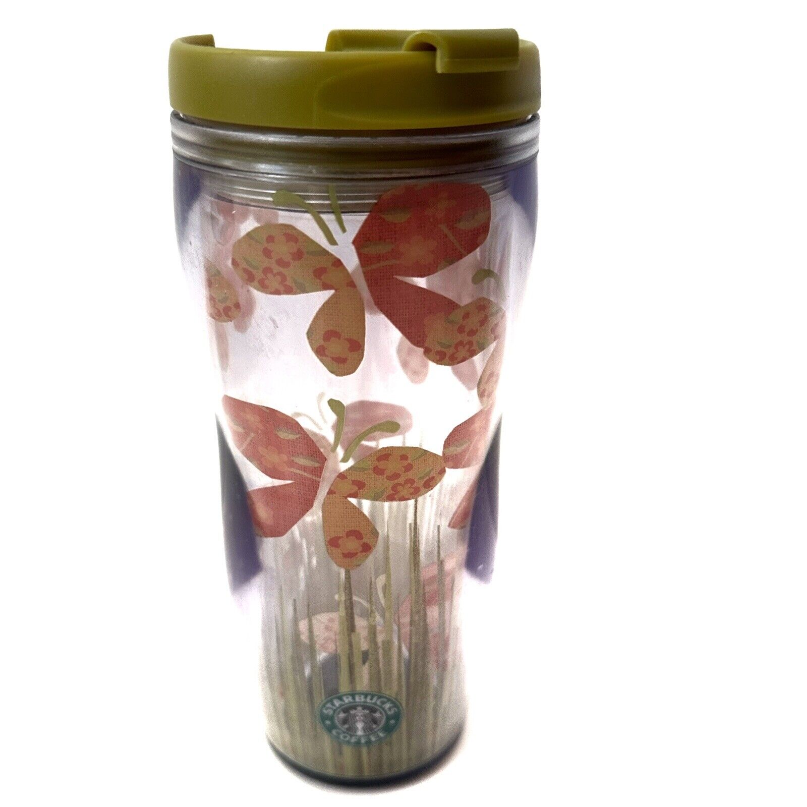 Starbucks 2007 Collectible Insulated Travel Tumbler Multicolor Butterfly Print
