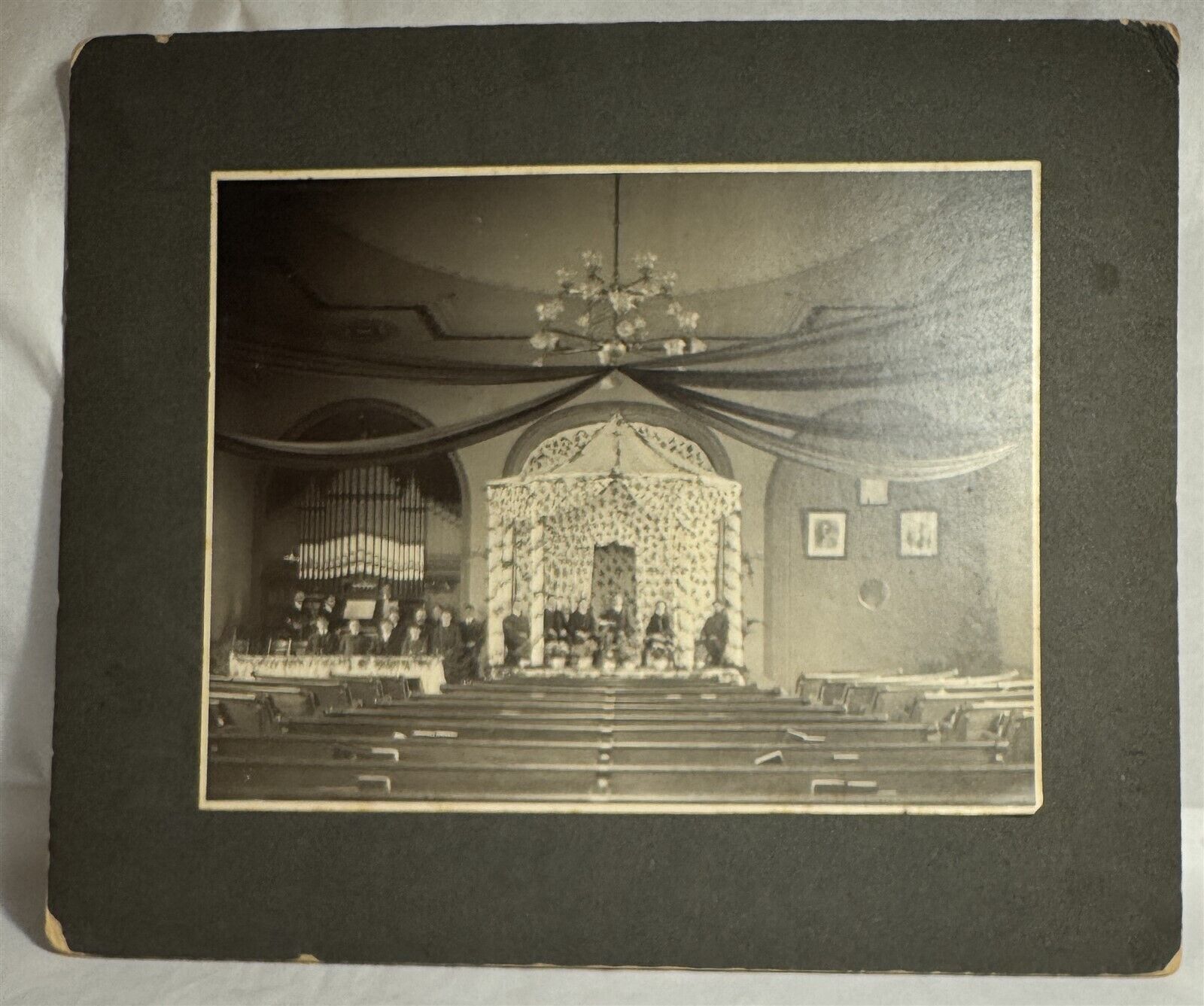 Antique Cabinet Photo Belfast Maine Men's Baptist Church Choir & Minister ME 