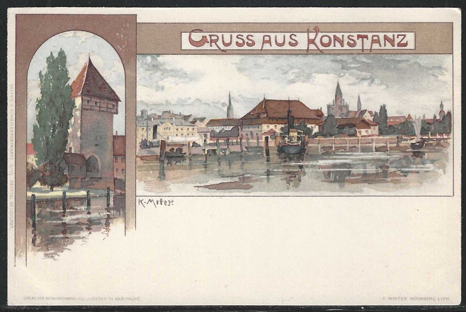 Greetings from Konstanz, Germany, Very Early Postcard, Unused