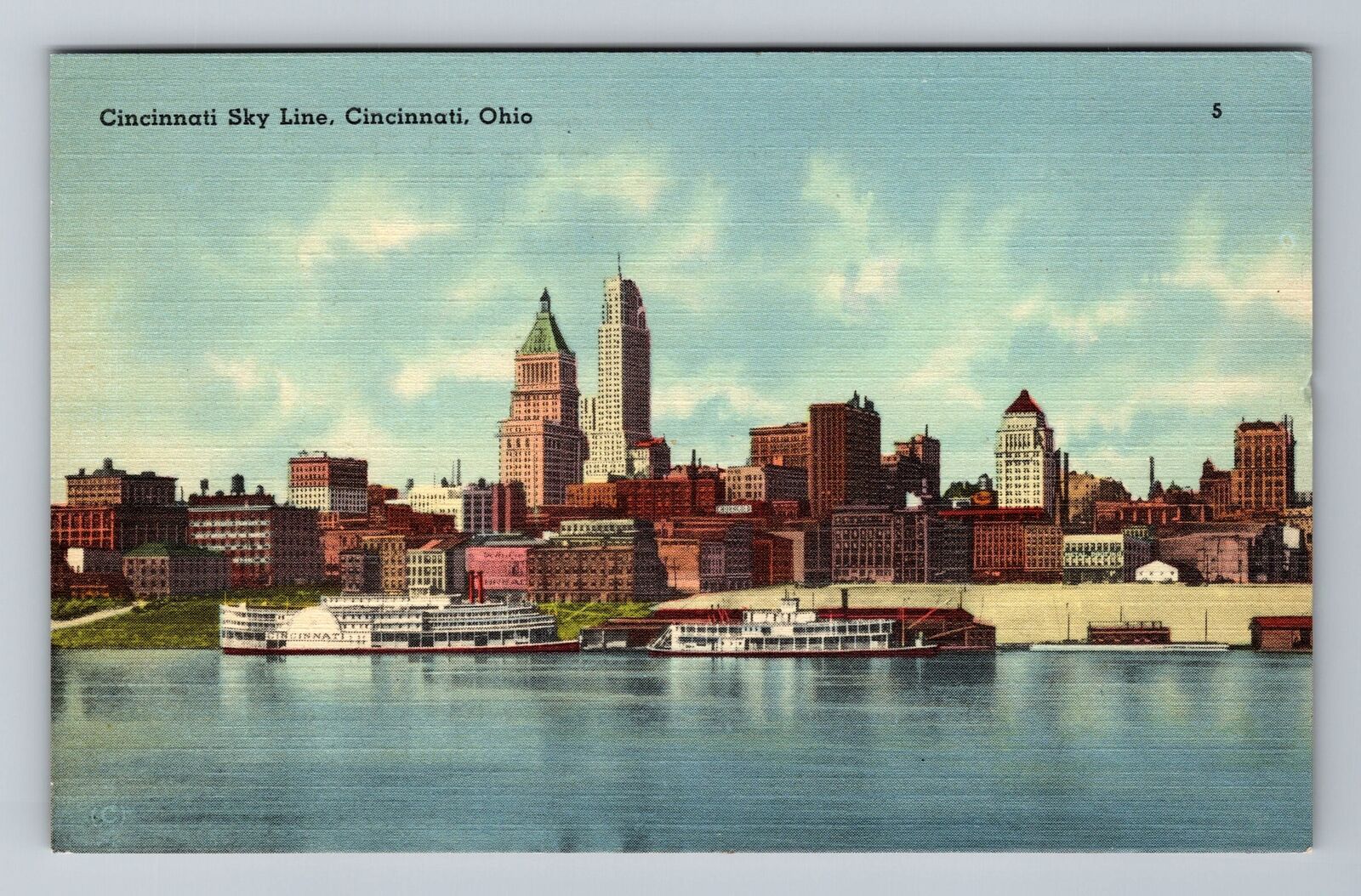 Cincinnati OH-Ohio, City Sky Line, Antique Vintage Souvenir Postcard