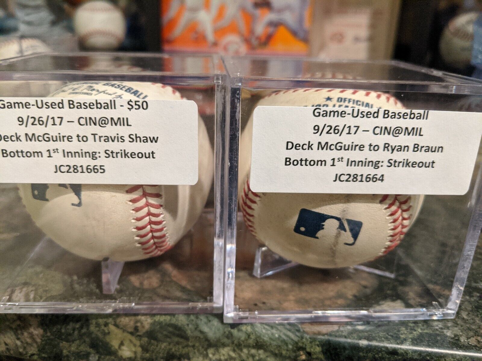 2(two) Deck McGuire MLB authenticated game used strikeout baseballs Georgia Tech