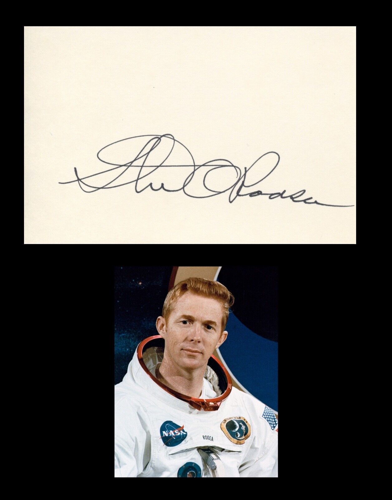 STUART ROOSA Autographed Signed Card Apollo 14 NASA Astronaut
