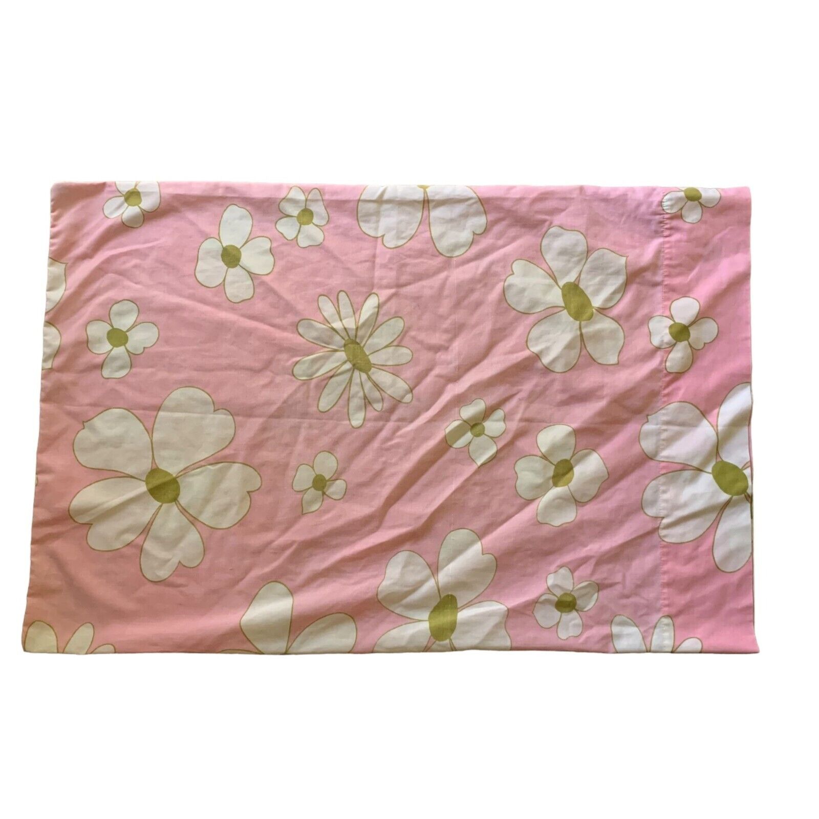 Vintage 70s Cannon Royal Featherlite Standard Pillowcase Pink Floral Cotton