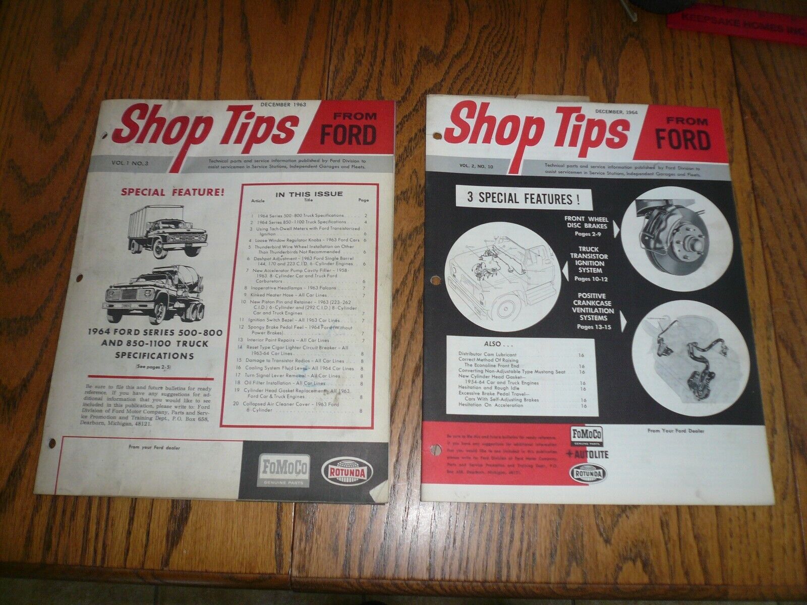 1963 1964 Ford Rotunda Shop Tips December - Vintage - Two for One Price