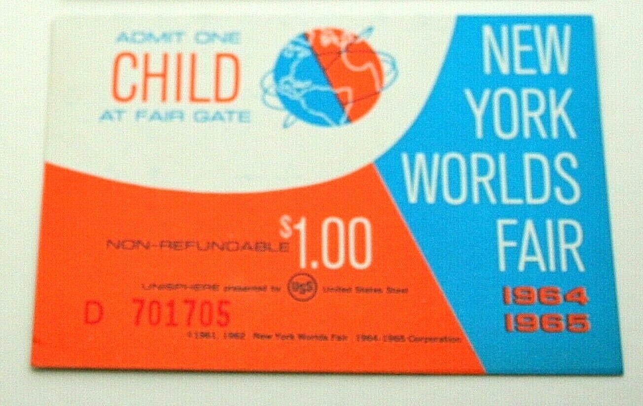1964 1965 New York Worlds Fair Childs Admissions Pass Entrance Ticket NOS New