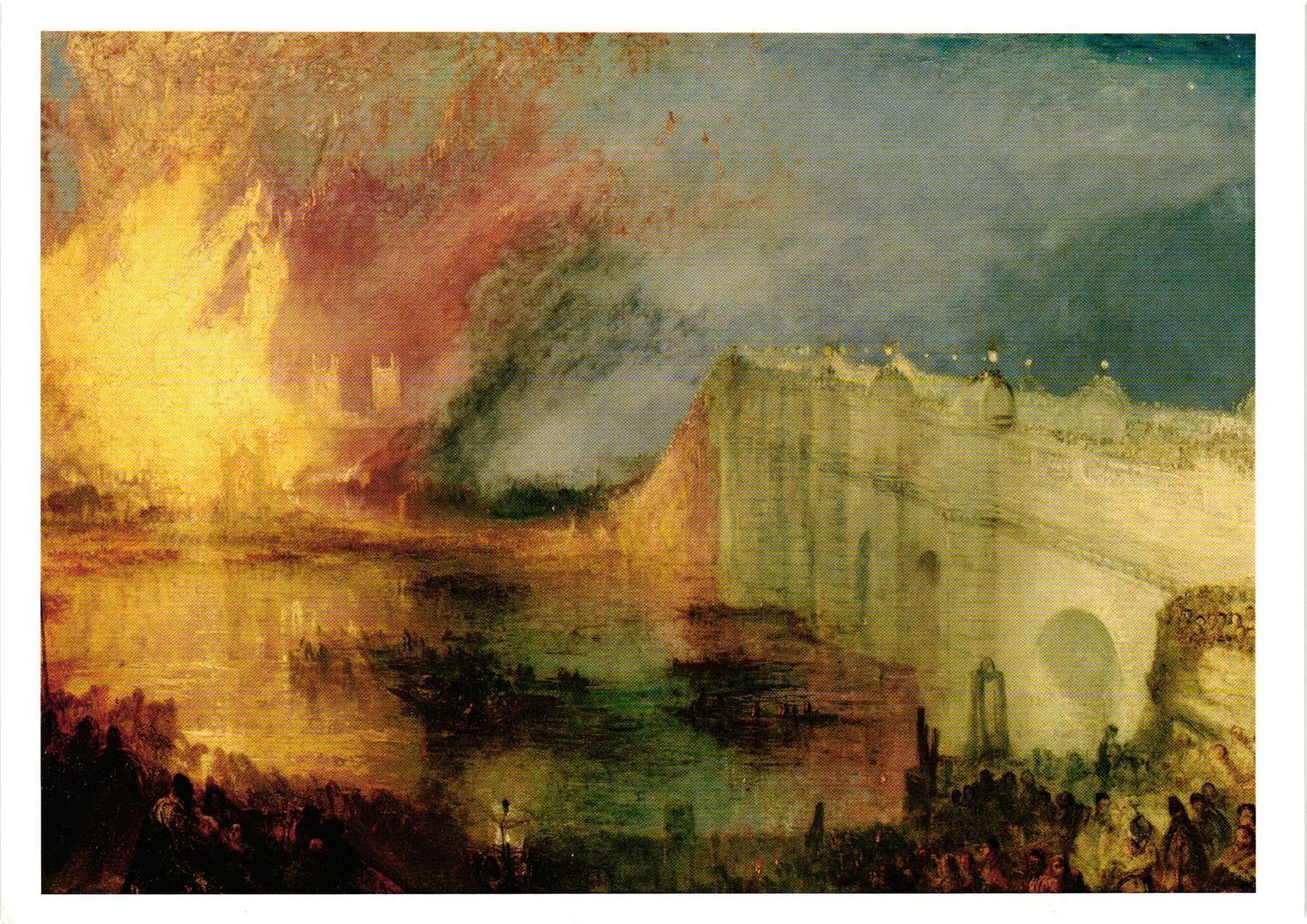 Vintage Postcard 4x6- THE BURNING OF THE HOUSE OF LORDS AND COMMONS BY J.M.W. TU
