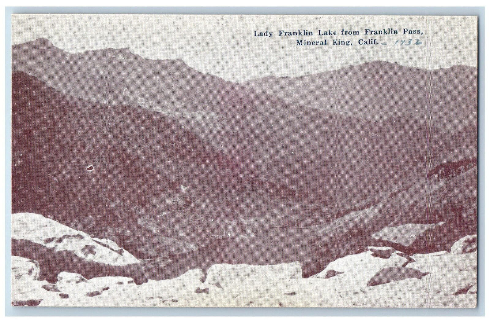 Mineral King California CA Postcard Lady Franklin Lake from Franklin Pass 1932