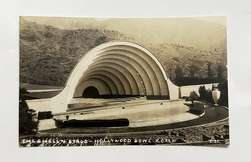 NEW RPPC Real Photo Postcard Hollywood Bowl 1929 Concentric Rings Lloyd Wright