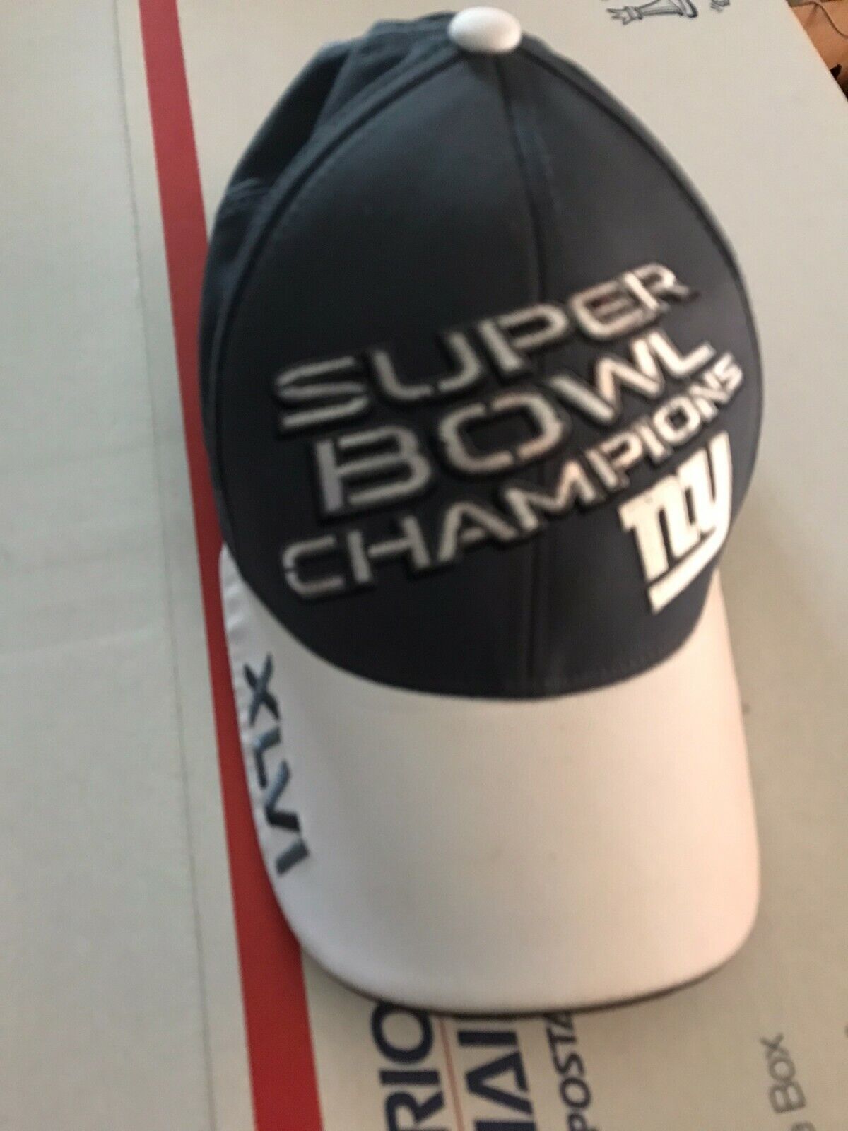 NY New York Giants Reebok Onfield NFL Super Bowl XLVI Champions Cap Hat Gray & W
