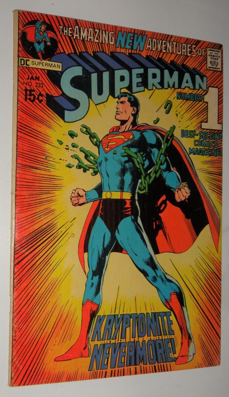SUPER-MAN #233 CLASSIC NEAL ADAMS COVER KRYPTONITE  1971  MID GRADE COOL BOOK