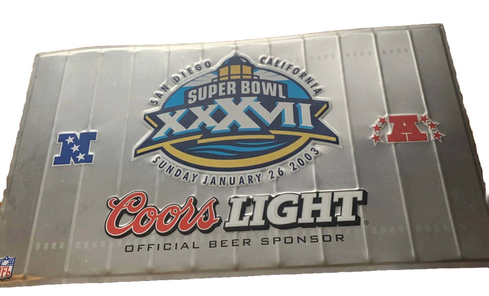 Ultra Rare 2003 Super Bowl XXXVII Coors Light Official Sign ltd edition 33x19