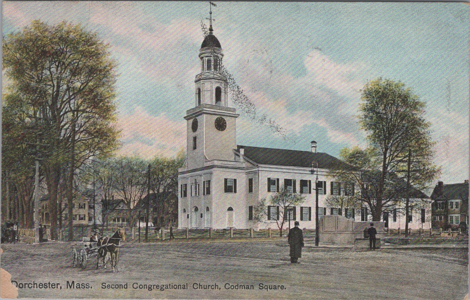 Second Congregational Church, Codman Square in Dorchester, MA Vintage Postcard