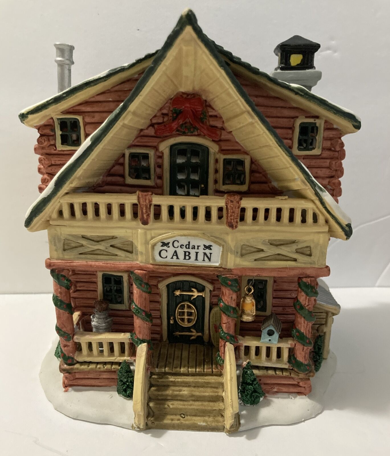 Vtg 2001 Lighted Lemax Cedar Cabin Vail Village Collection Retired Disc In Box