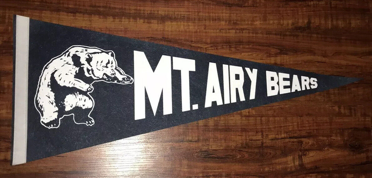 Vintage Mt. Airy Bears Pennant..Navy/Whte? 30in x 12in
