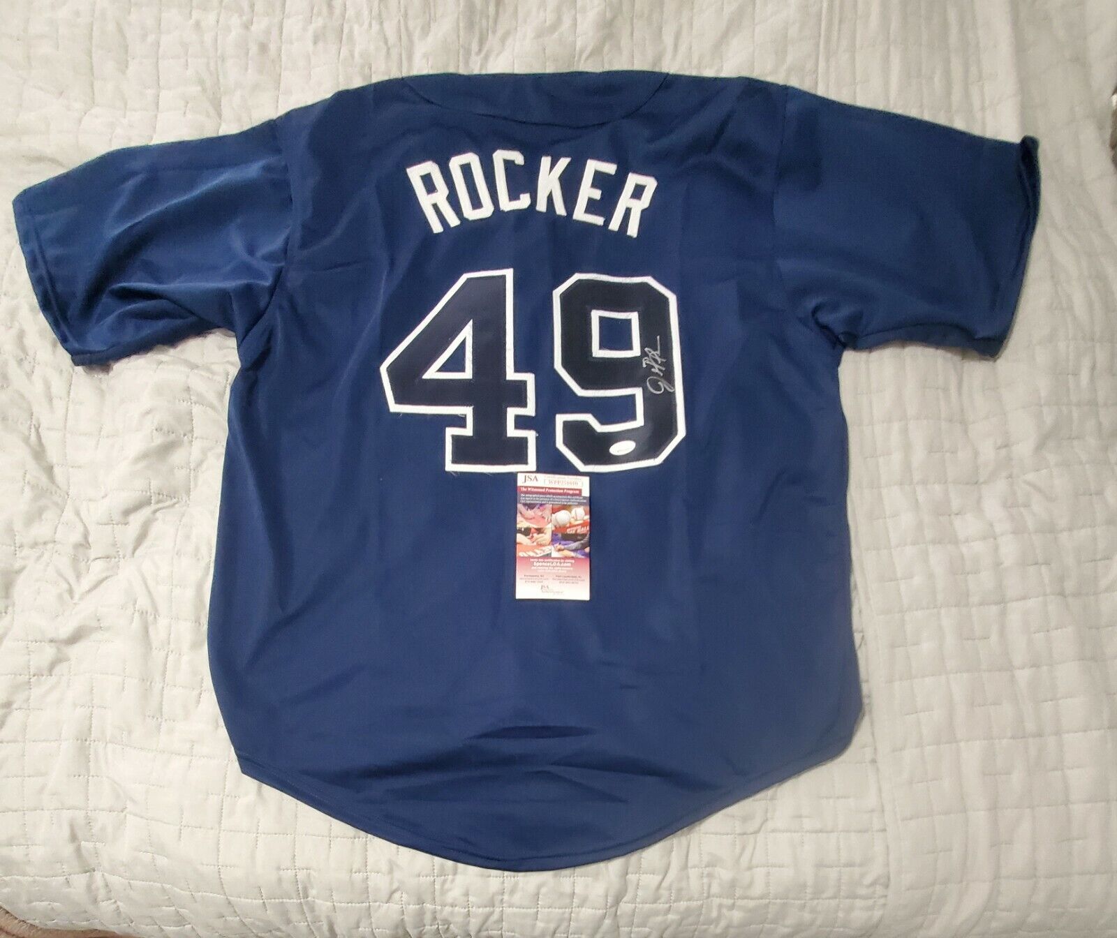 Braves JOHN ROCKER autographed signed custom baseball jersey w/JSA COA size XL