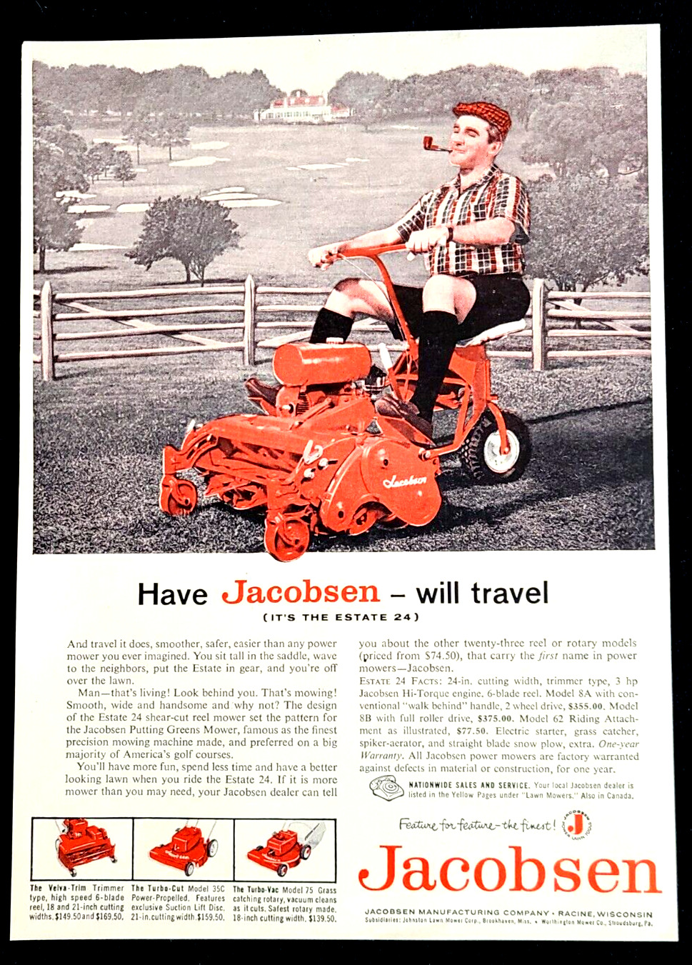 Jacobsen Putting Greens Mower Original 1959 Vintage Print Ad