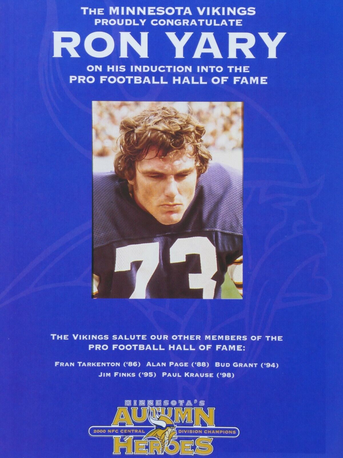 Ron Yary Minnesota Vikings Hall Of Fames 2001 Vintage Original Print Ad 8 x 11\
