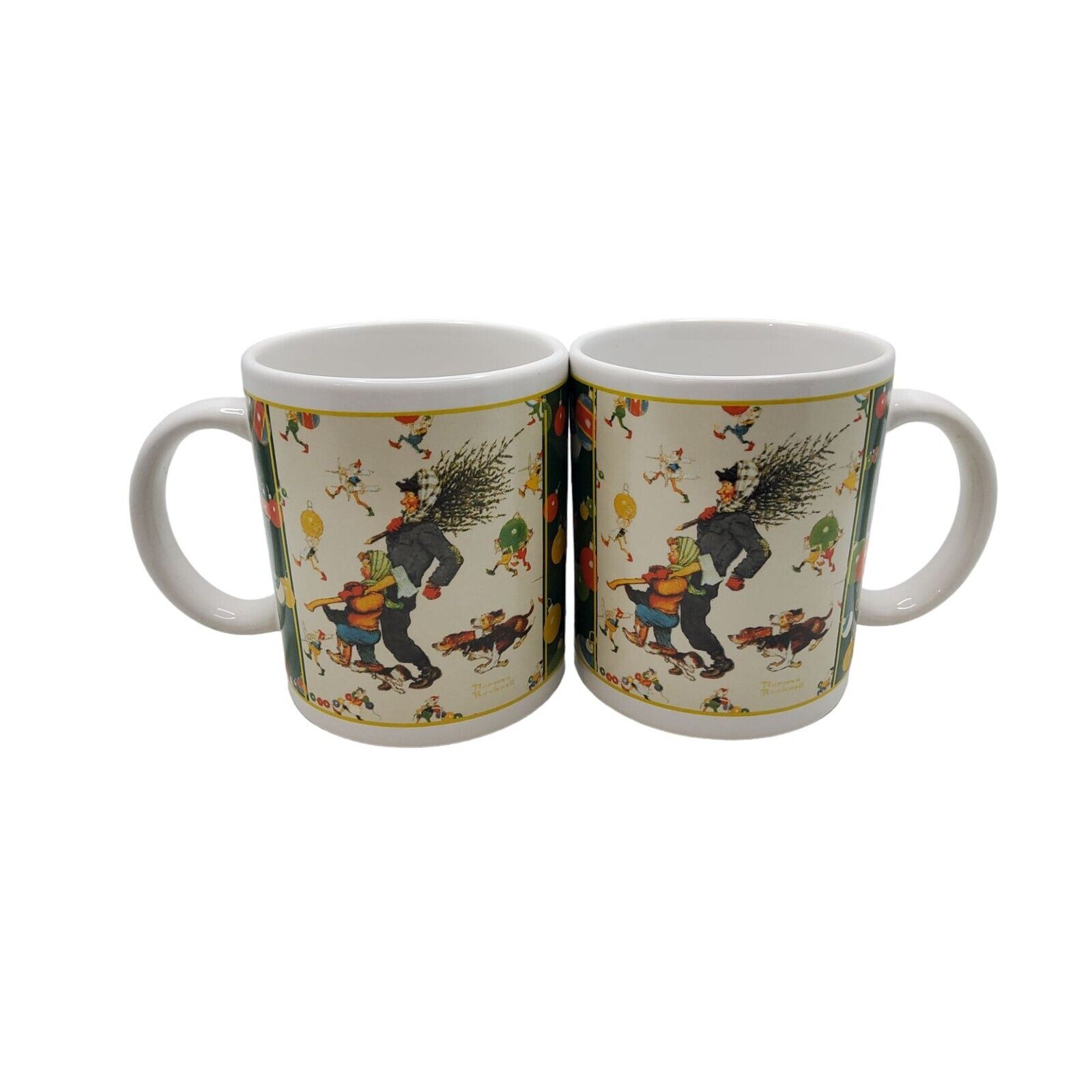 vintage hh hallmark porcelain pair of christmas theme coffee mugs