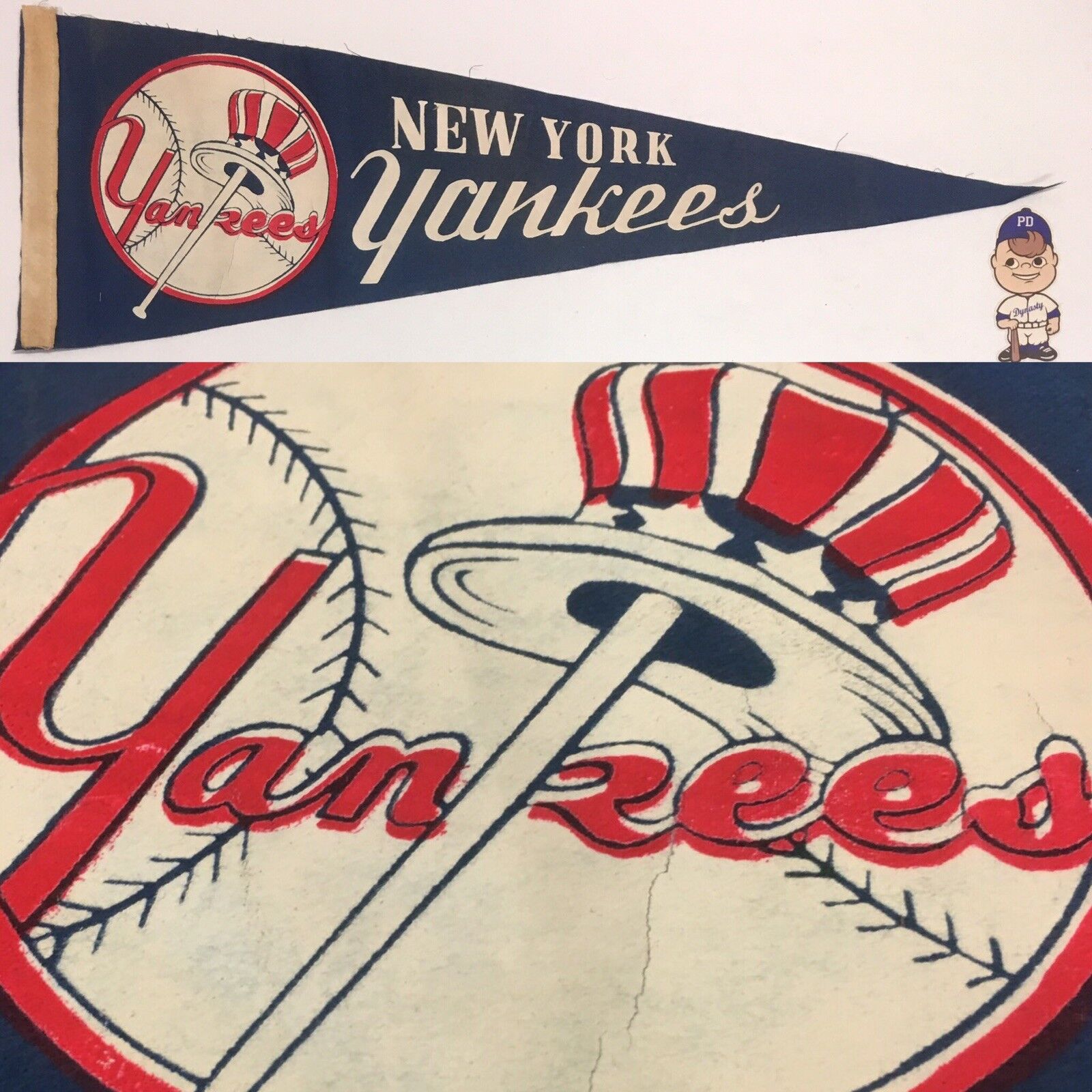 1950 NY New York Yankees Vintage Pennant MLB Baseball 8.5x26 Bronx Champions