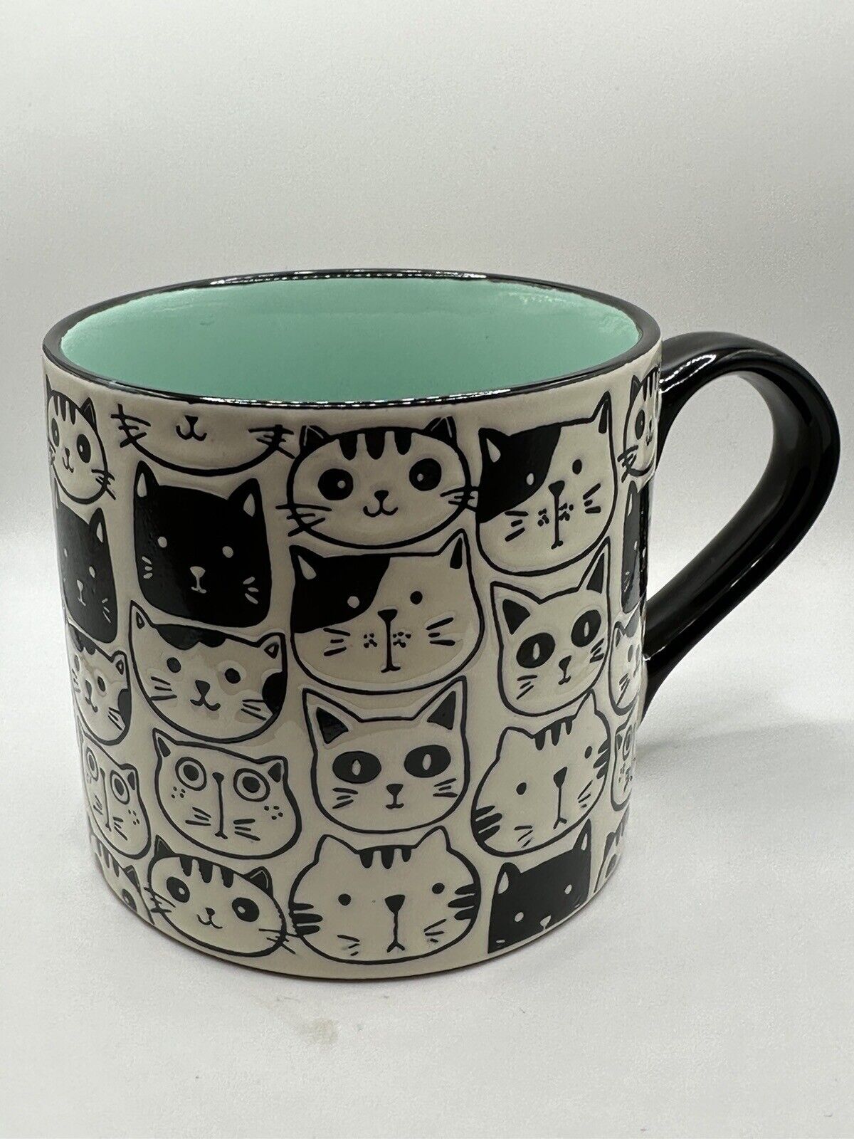 Spectrum Designz 2023 Brown Embossed Cat Faces Ceramic Mug - NEW