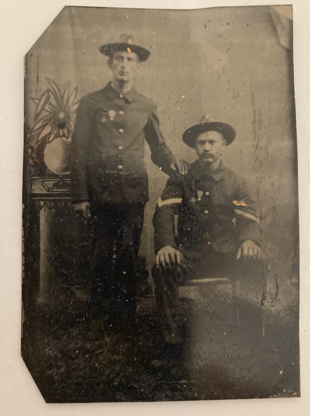 1860s civil war Tintype Tin Type Two Men BROTHERS IN Uniform Soldier