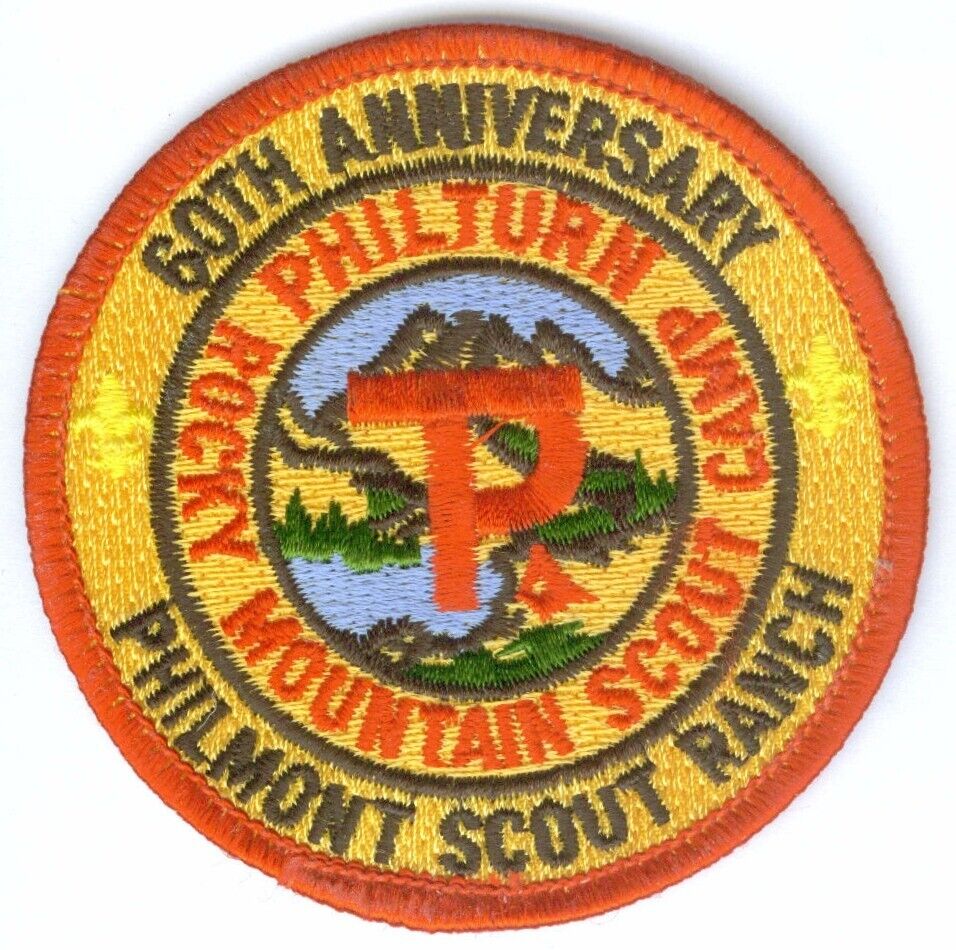 BSA Philmont Scout Ranch 60th Anniversary AN14c round patch red border
