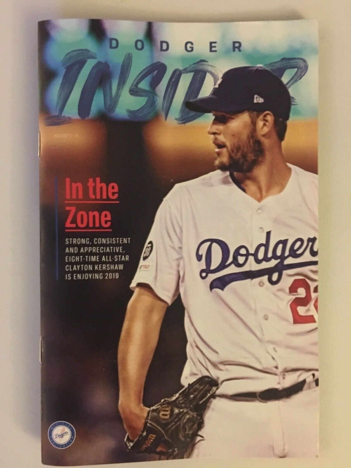 2019 Los Angeles Dodgers Insider Magazine Clayton Kershaw August 1-11 New