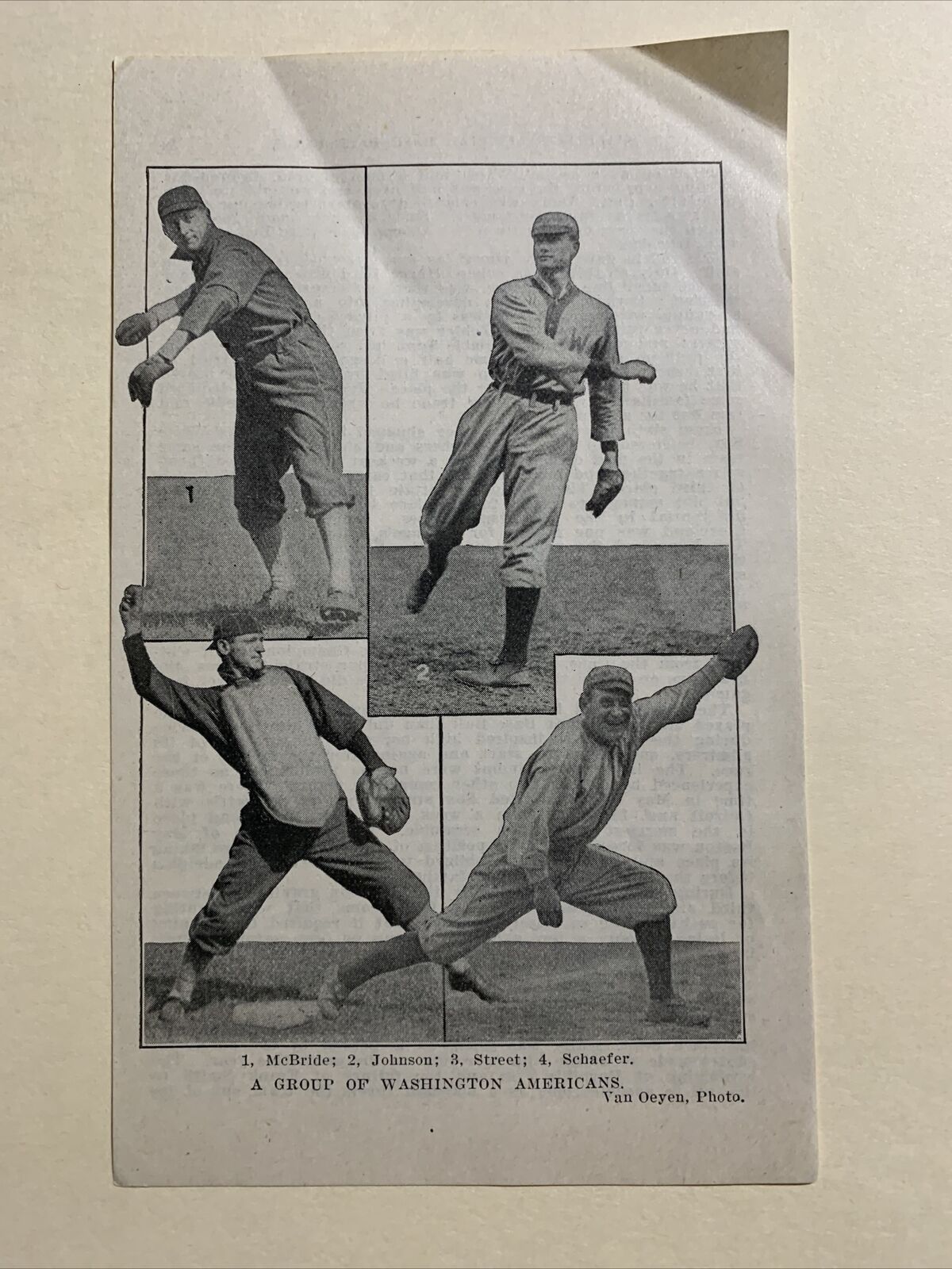 Washington Senators Walter Johnson George McBride 1911 Baseball Team 4X6 Picture