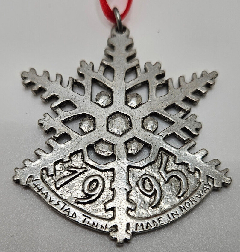 Vintage 1995 Havstad Tinn Forged Pewter Snowflake Ornament Made in Norway