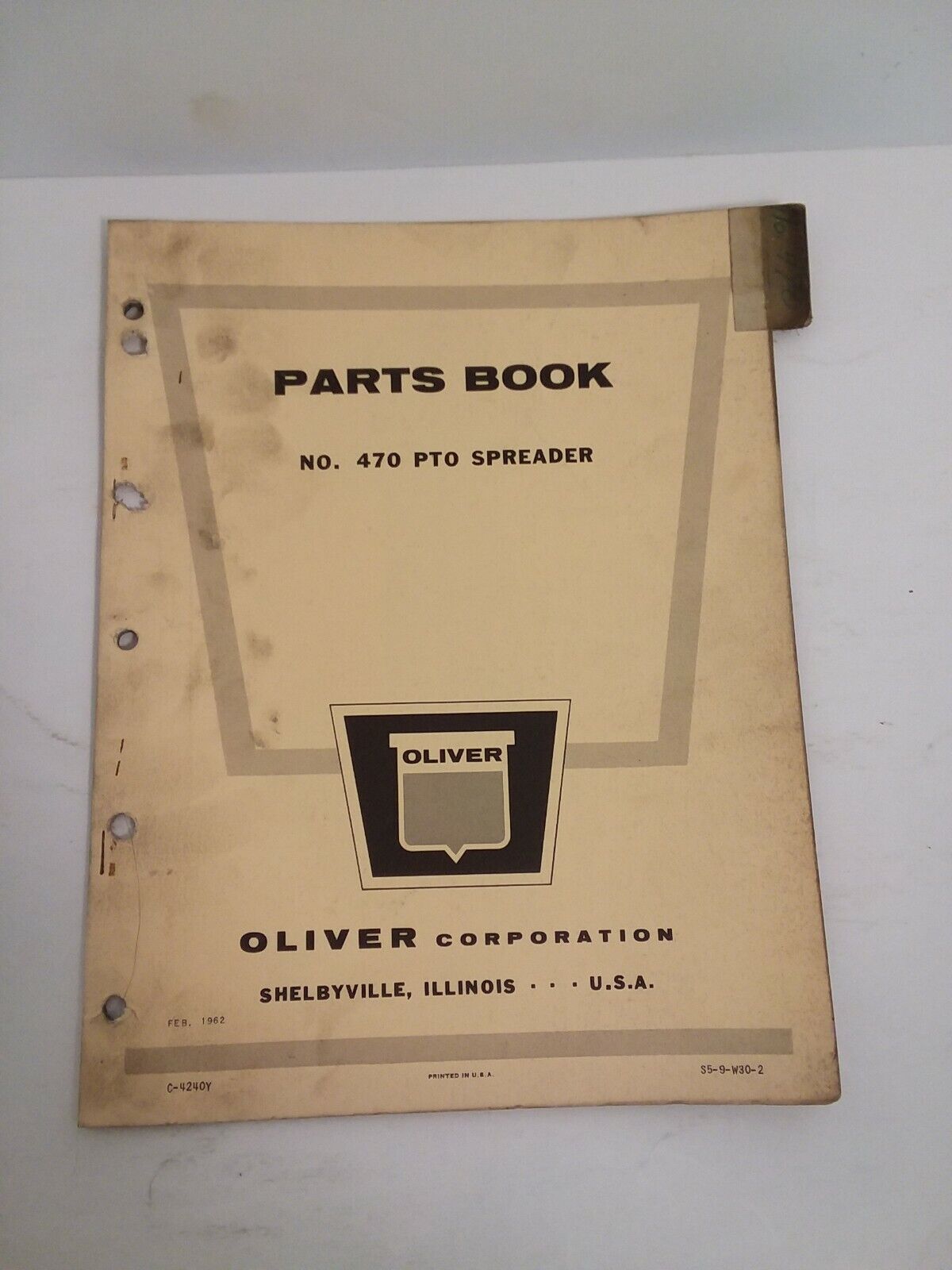 Oem Oliver no. 470 pto Spreaders  Parts Book  1962