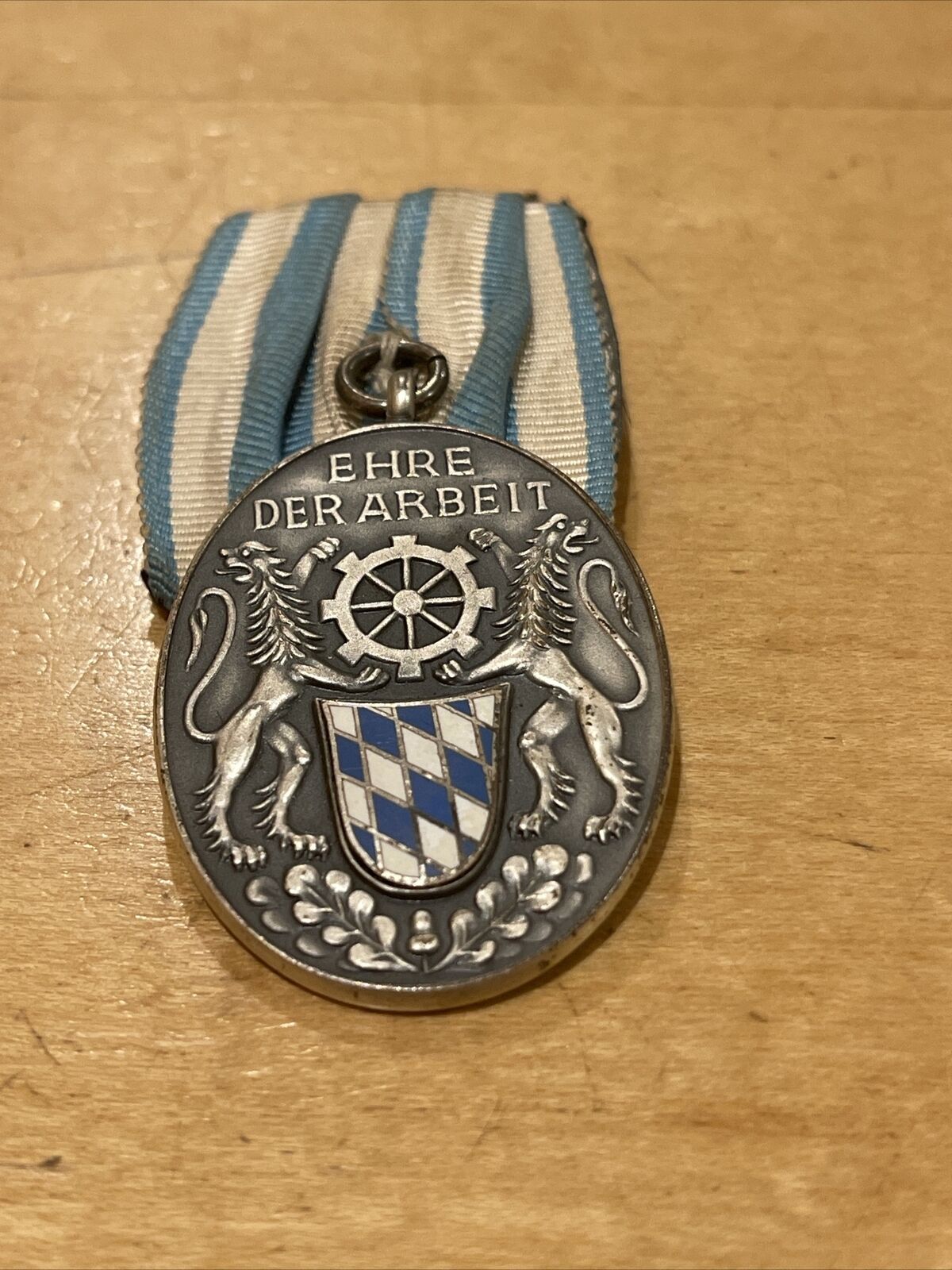 GERMANY,BAVARIA.SILVER,ENAMEL MEDAL FOR 25 YEARS OF LOYAL INDUSTRY SERVICE.45x35