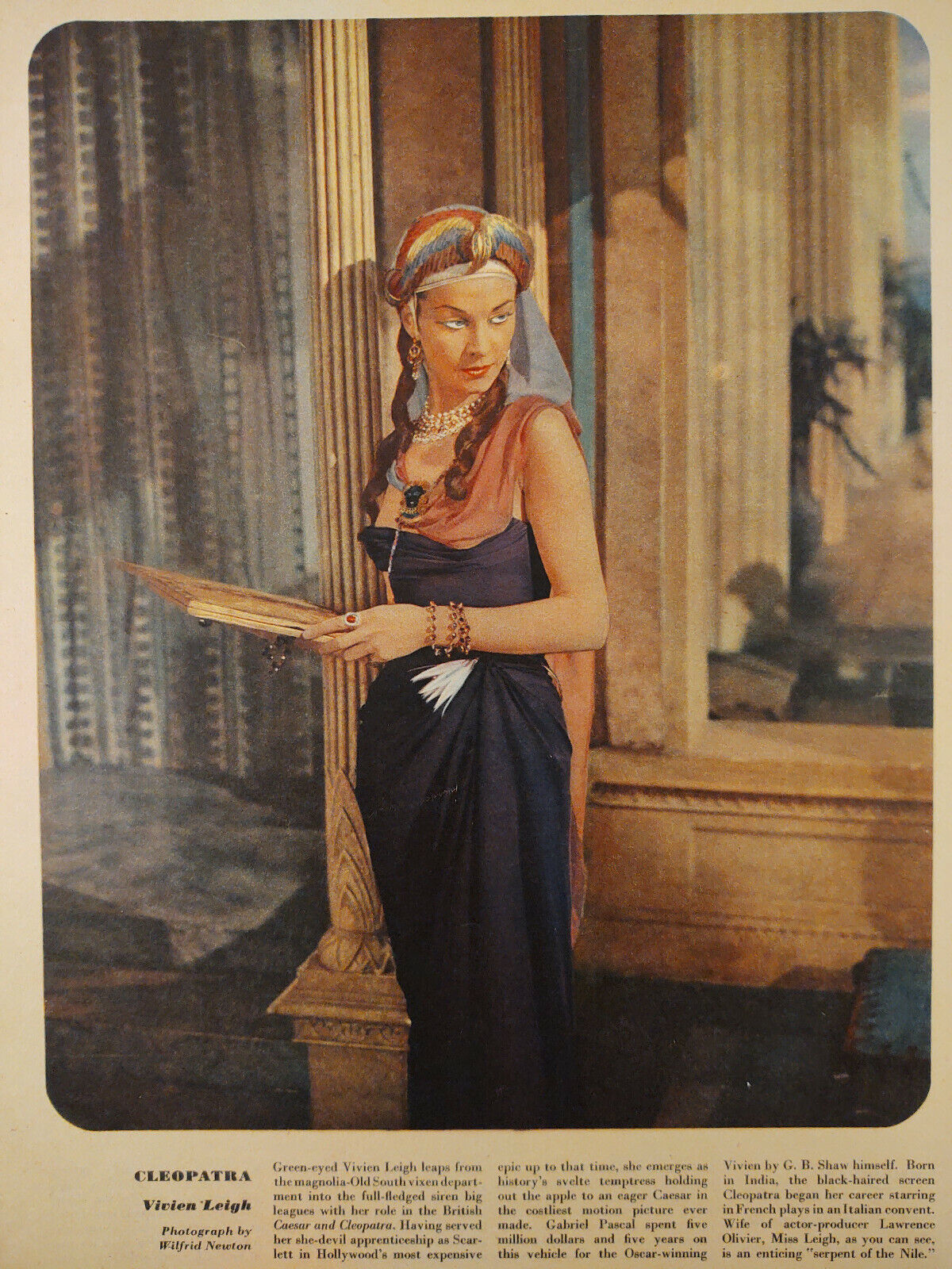 1946 Original Esquire Art WWII Era Art Vivien Leigh as Cleopatra Walter Huston