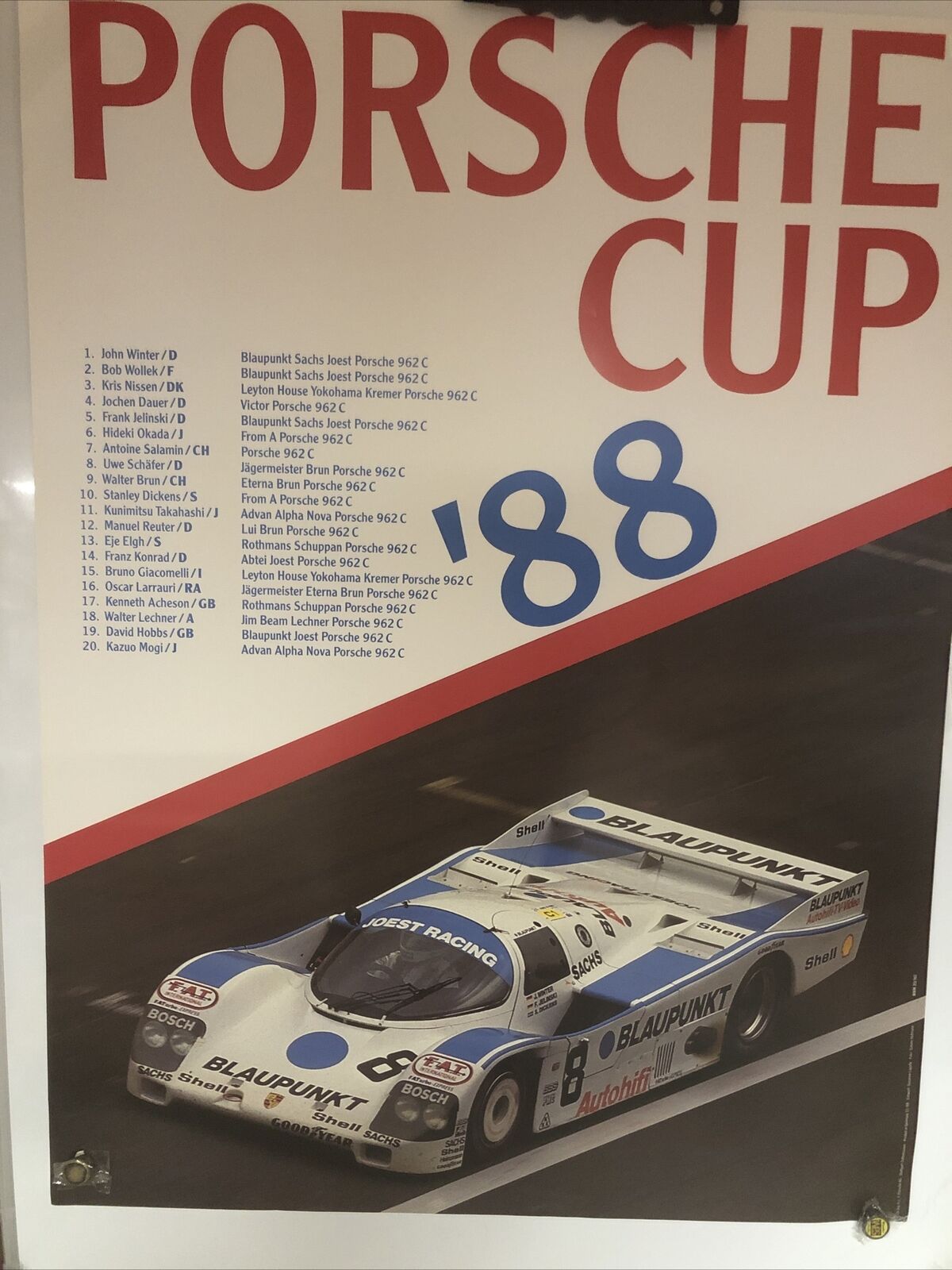 AWESOME ORIGINAL 1988 Porsche 962 Porsche Cup Victory Showroom Poster 