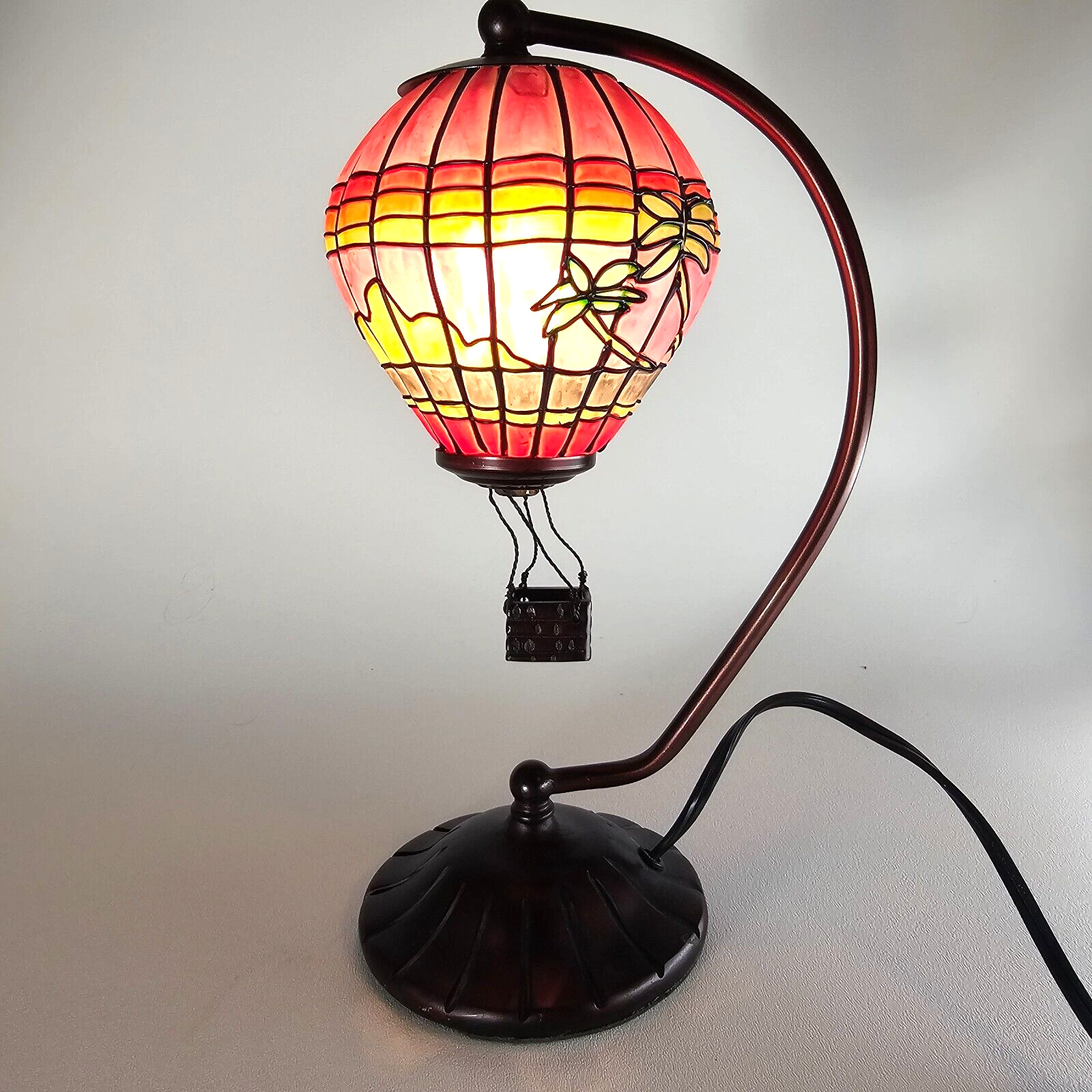 Tiffany Style Stained Glass Hot Air Balloon Table Lamp Night Light Decor 13\