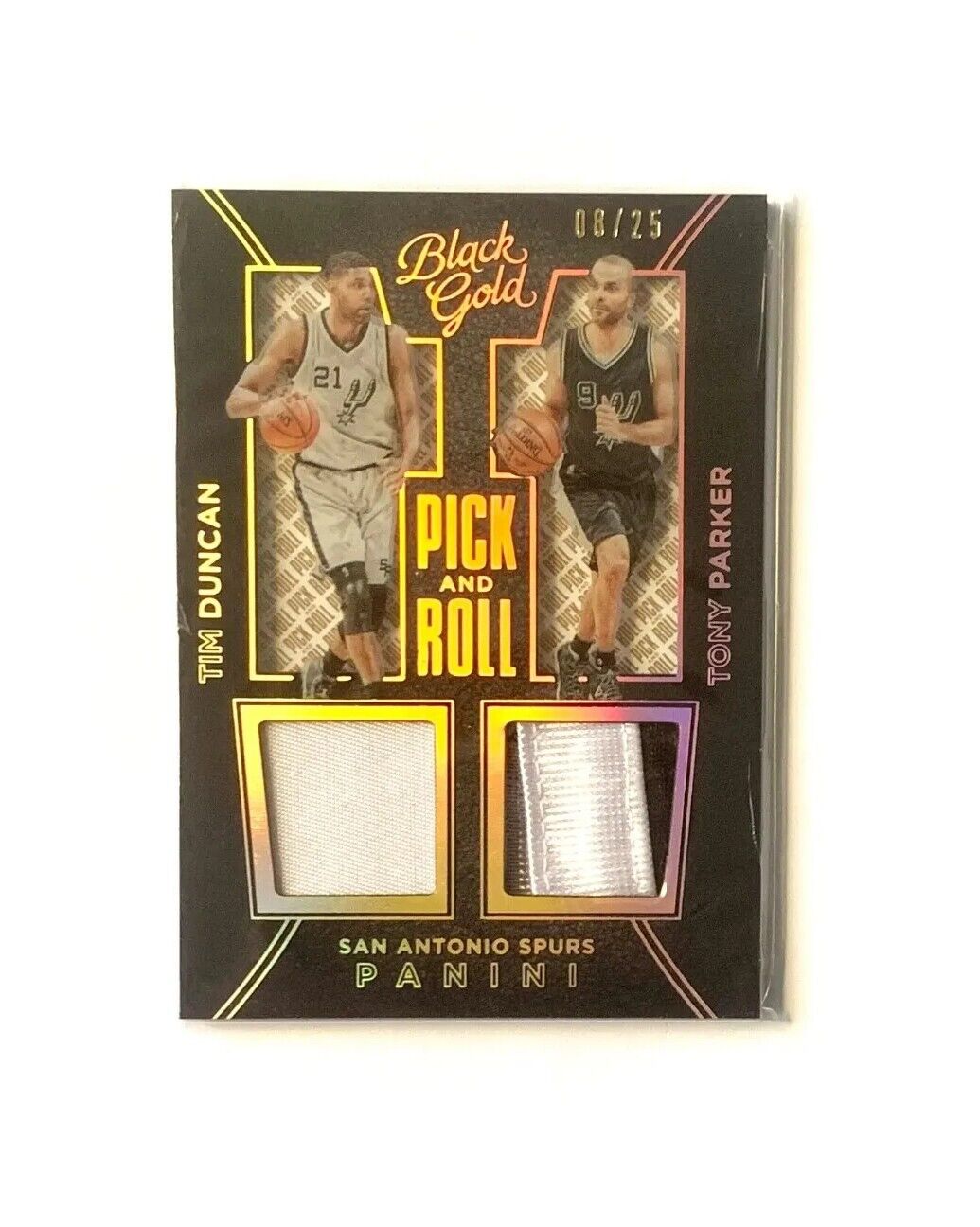 /25 DUNCAN PARKER 2015-16 Panini BLACK GOLD Pick Roll NBA Basketball Jersey SPURS