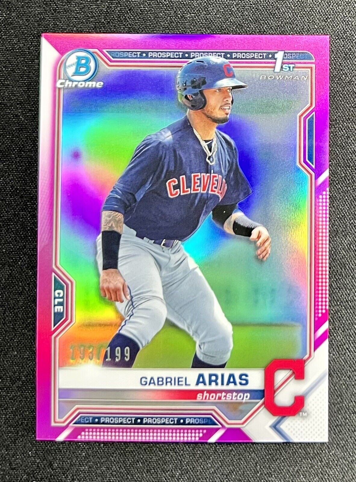 2021 Bowman Chrome 1st True Pink Refractor /199 Gabriel Arias Cleveland Indians