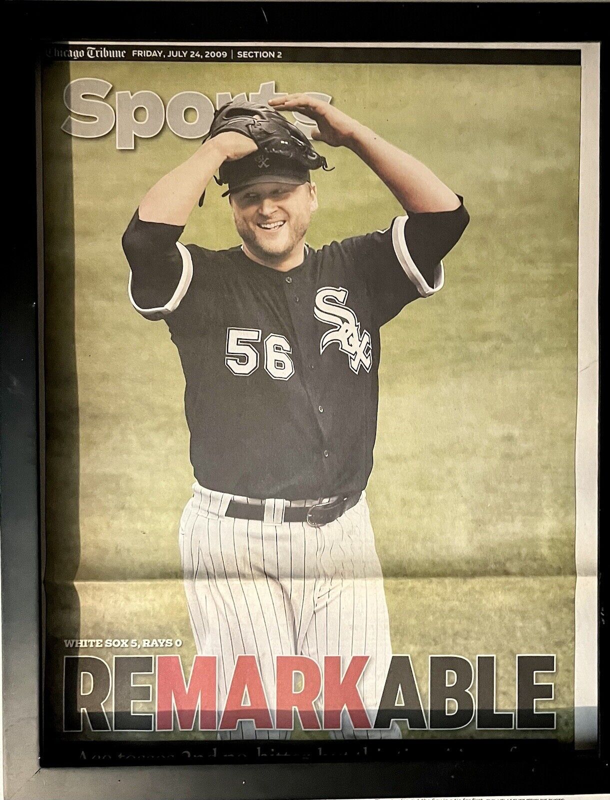 Chicago White Sox Mark Buehrle Perfect Game Newspaper Framed Chicago Tribune ‘09