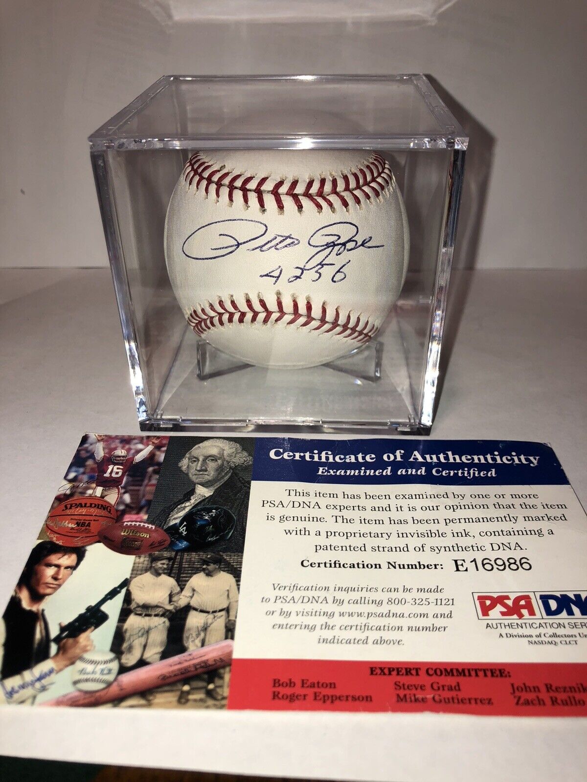 Pete Rose 4256 Reds Phillies Signed Autograph Official MLB Baseball PSA DNA Cert