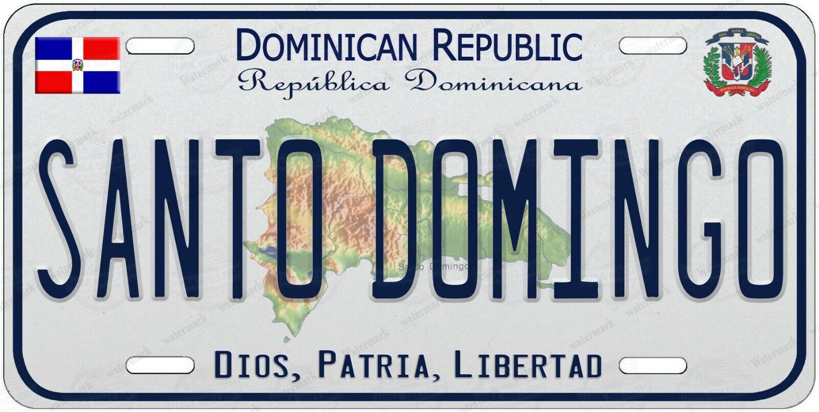 Dominican Republic Santo Domingo Aluminum License Plate Auto ATV Bike Wall Sign
