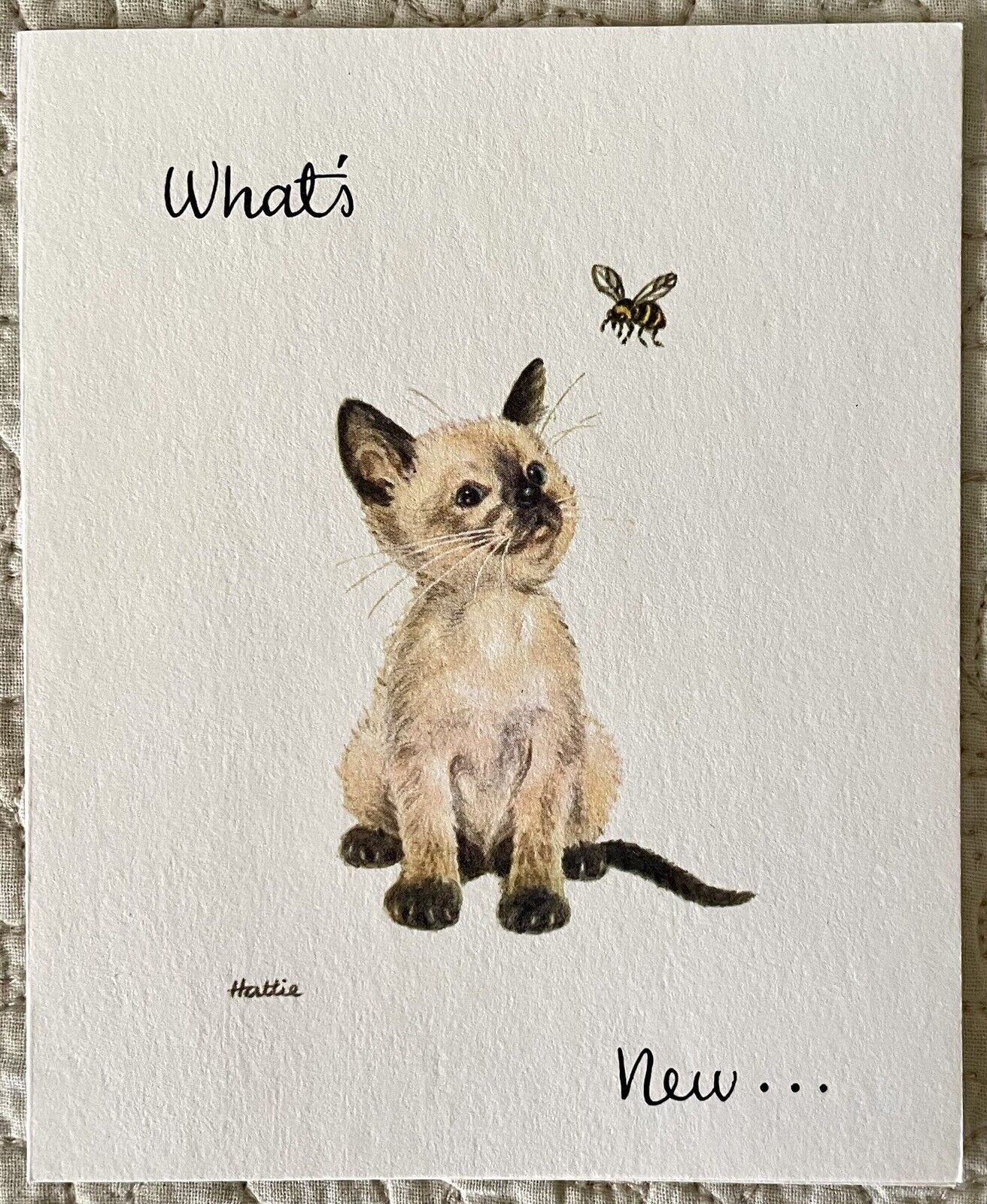 Unused Siamese Cat Kitten Whats Up Pussycat Note Vtg Greeting Card 1980s 1990s
