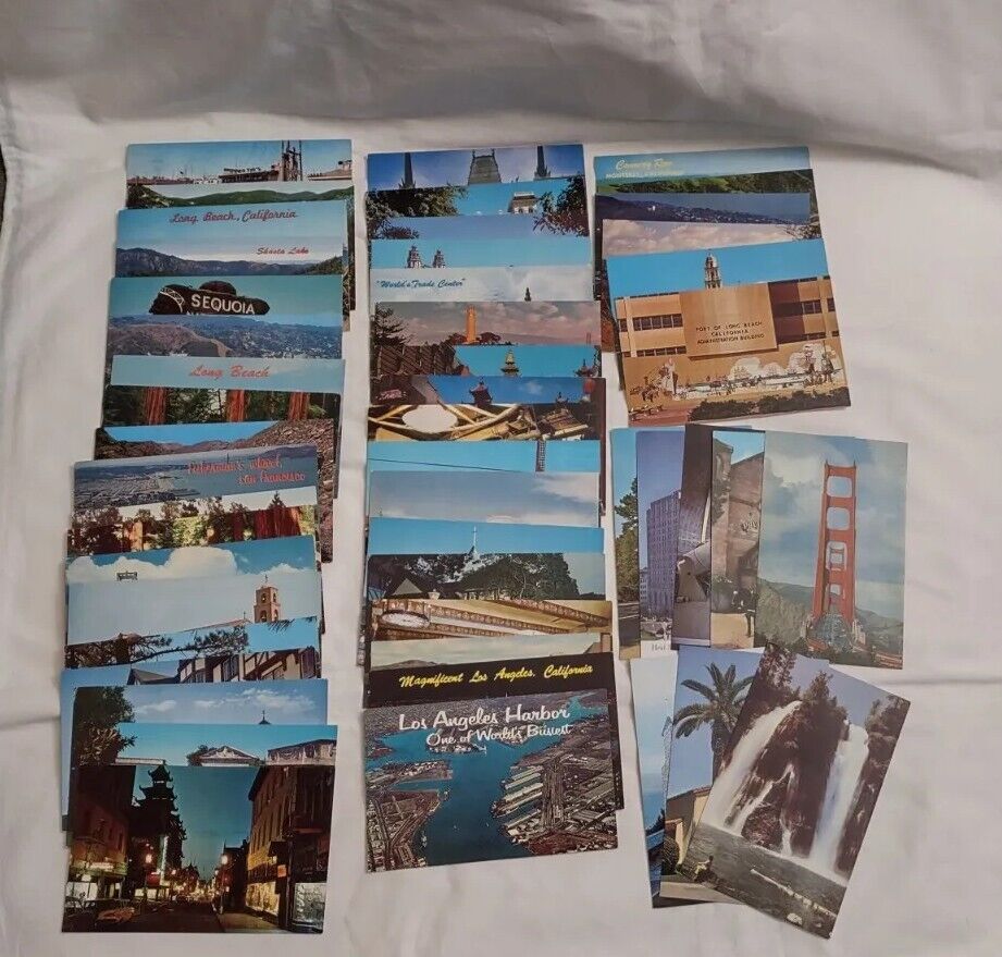 Vintage Lot Of 50 Chrome California Postcards Long Beach Landscape Views