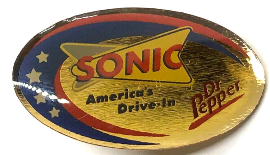Vintage Dr Pepper Pin Oval Sonic America\'s Drive In Hat Lapel Pin New in Package