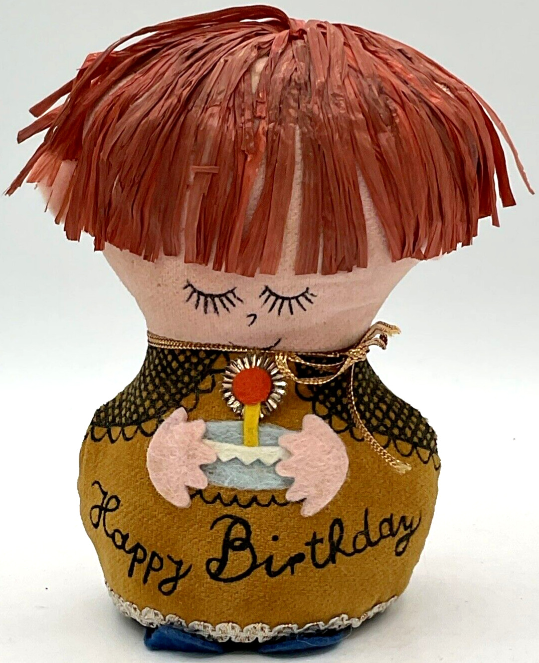 Vintage Happy Birthday Dolly-Gram by Western Union Red Hair Ginger Doll Child